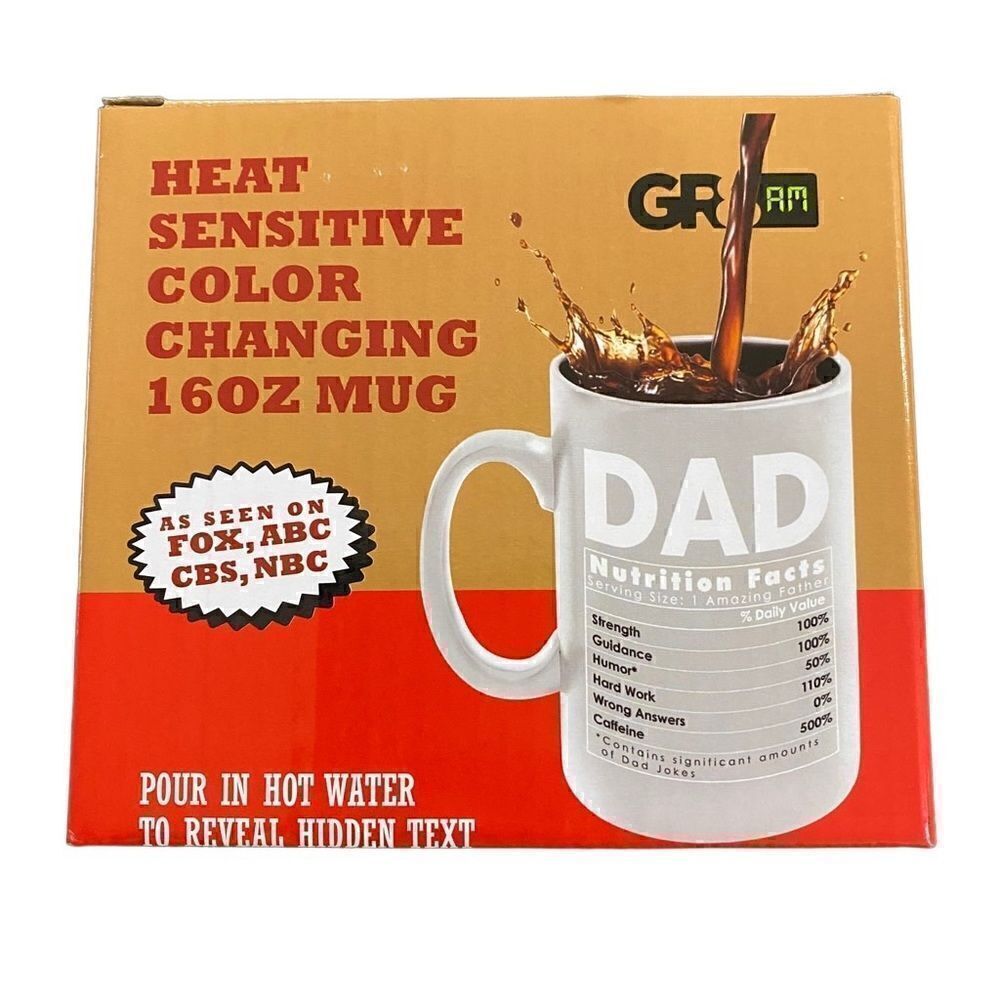 Heat Sensitive Novelty Dad 16 oz color changing coffee Mug NEW Dad Jokes Father